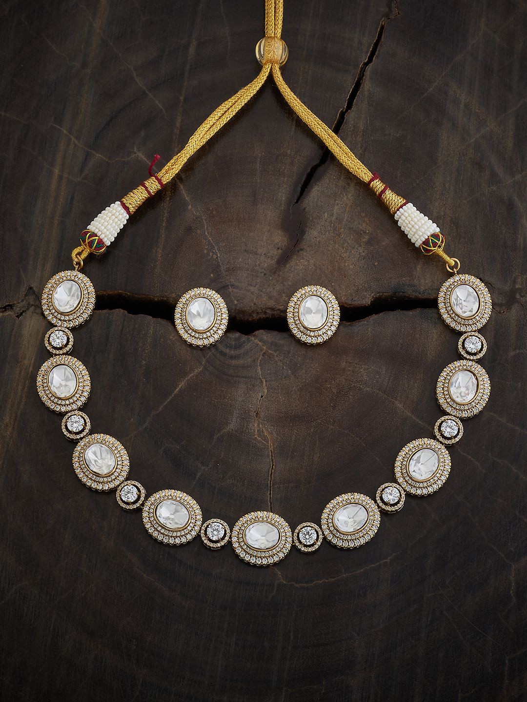 

Kushal's Fashion Jewellery Kundan Stone Studded Jewellery Set, Gold
