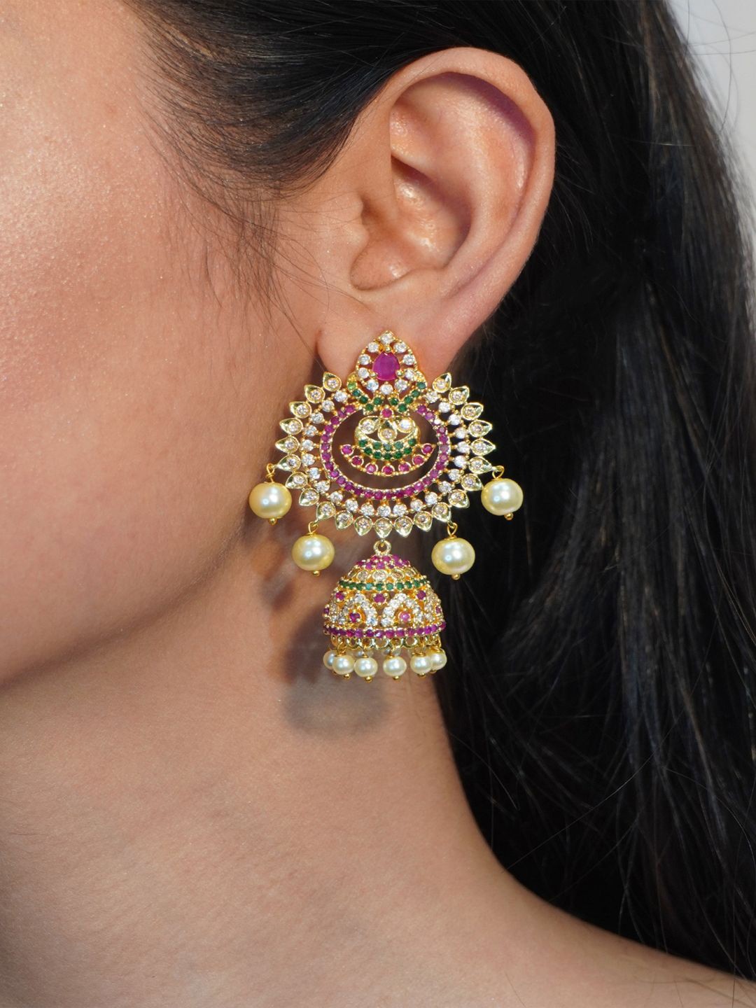 

Niscka Contemporary Jhumkas Earrings, Gold