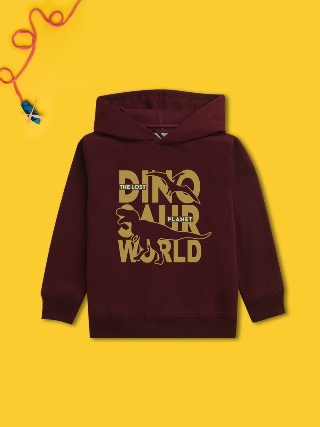

NUSYL Boys Printed Hooded Sweatshirt, Maroon