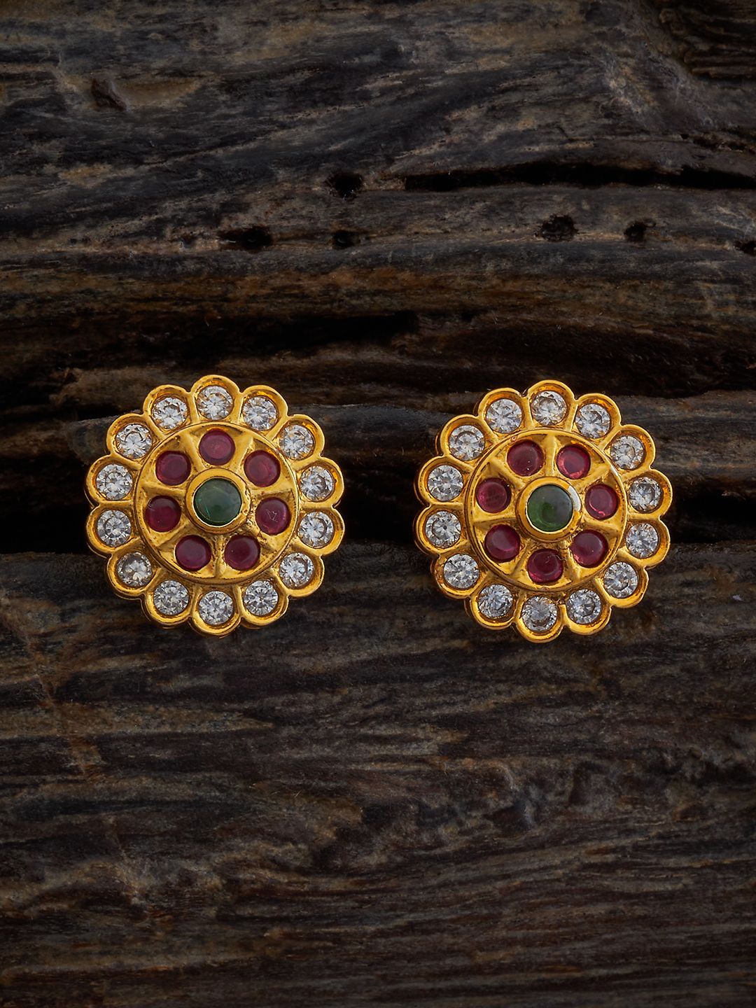 

Kushal's Fashion Jewellery Gold-Plated Stones Studded Classic Antique Studs, Green