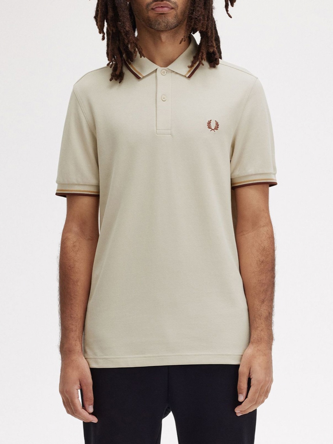 

Fred Perry Men Polo Collar T-shirt, Beige