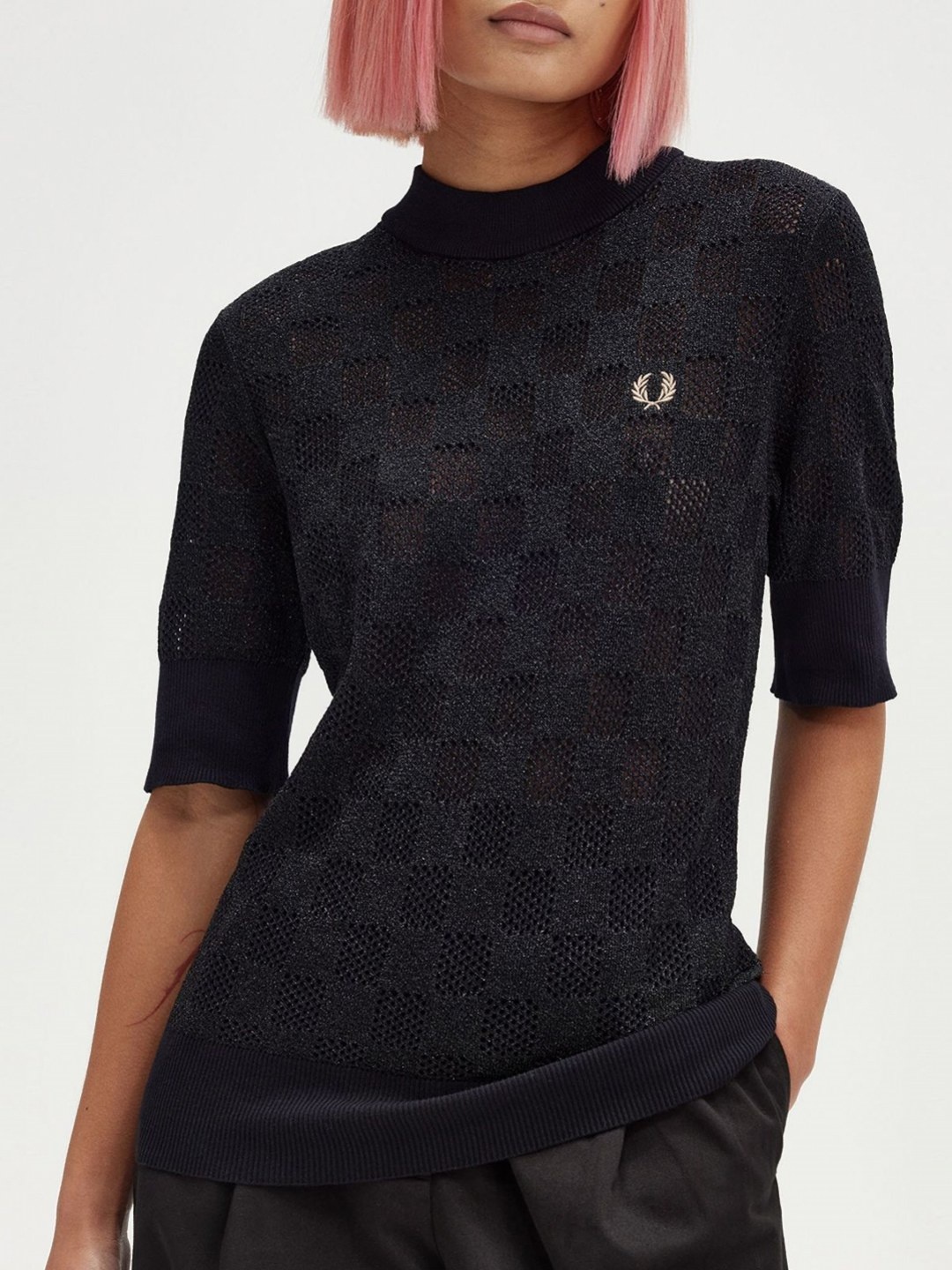 

Fred Perry Women High Neck T-shirt, Black