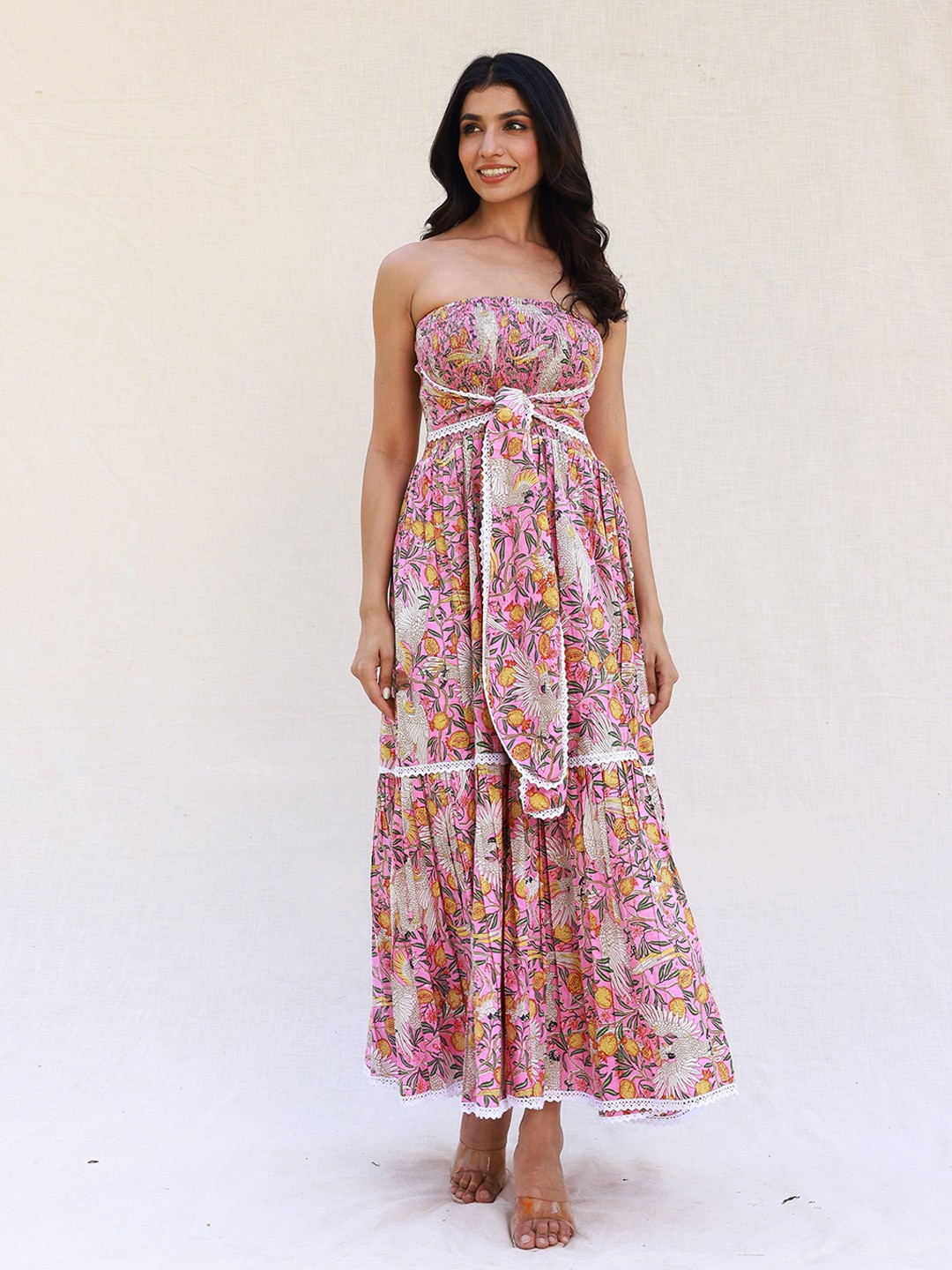 

MOONSTRUCK Floral Print Off-Shoulder Maxi Dress, Pink