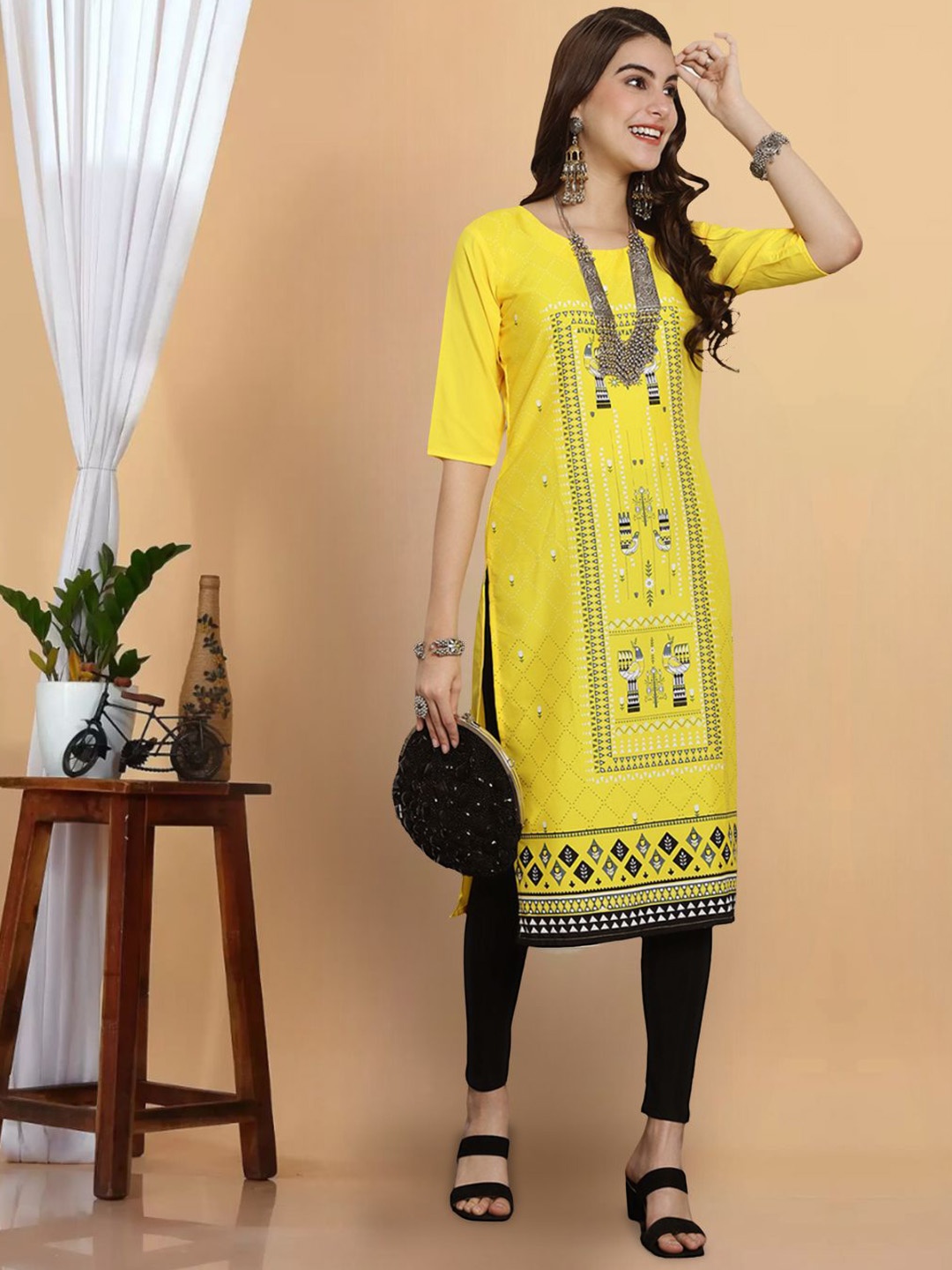 

7Threads Women Thread Work Floral Crepe Anarkali Kurta, Multi