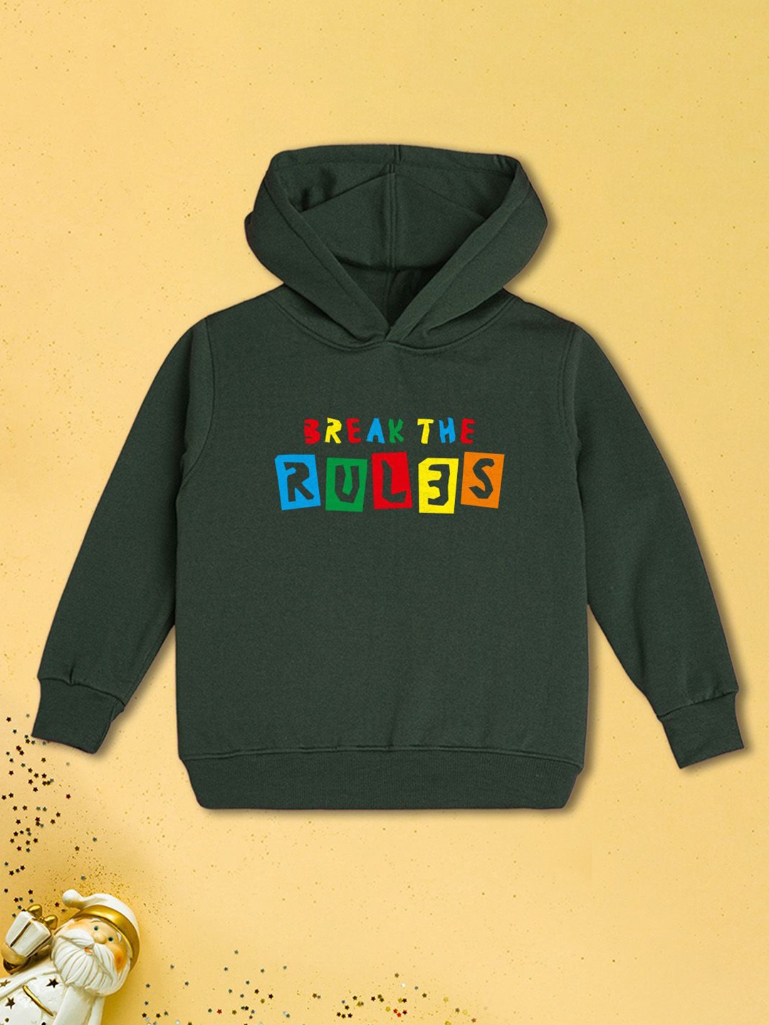 

NUSYL Boys Printed Hooded Sweatshirt, Green
