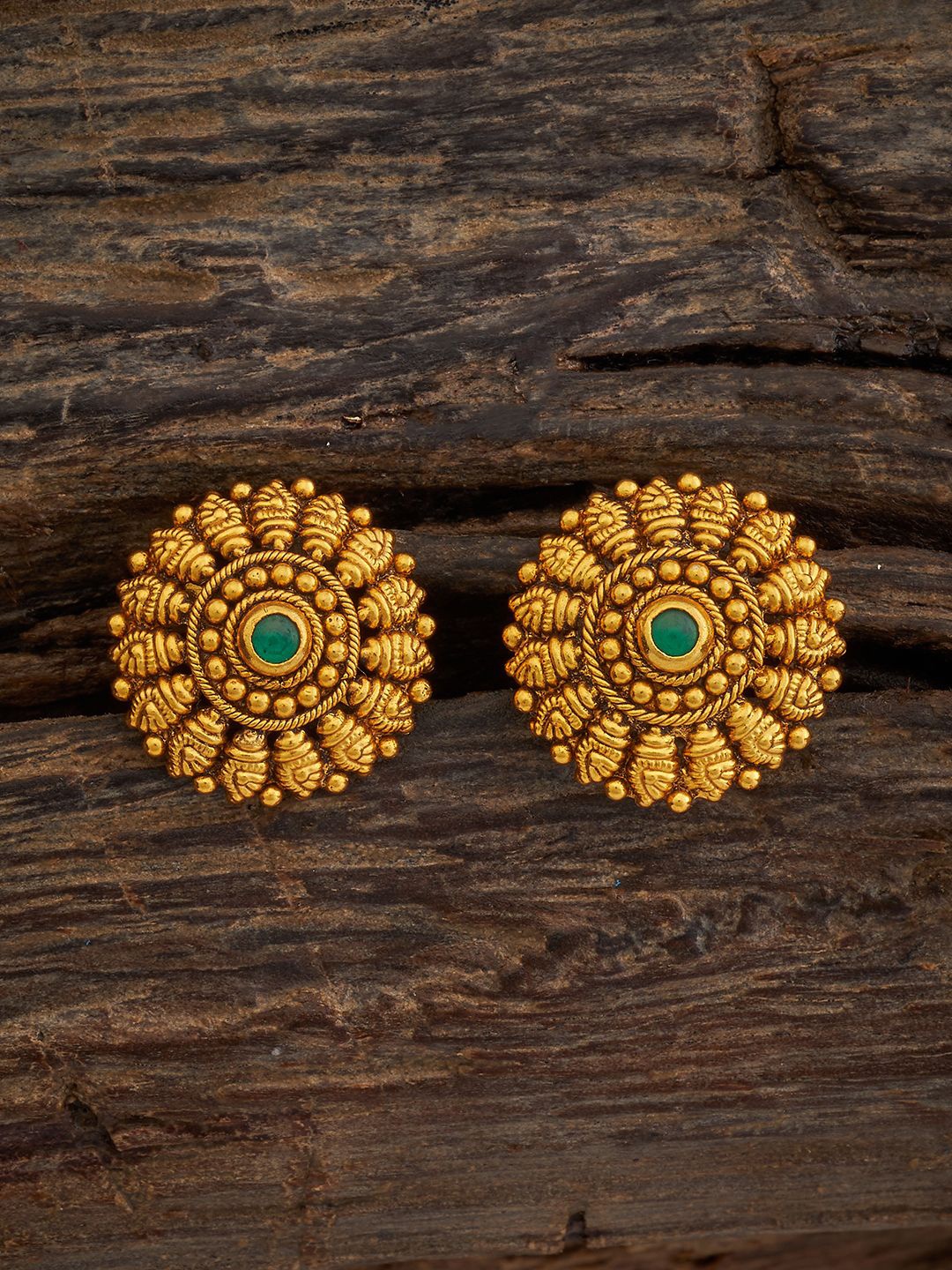 

Kushal's Fashion Jewellery 92.5 Pure Silver Circular Studs, Gold