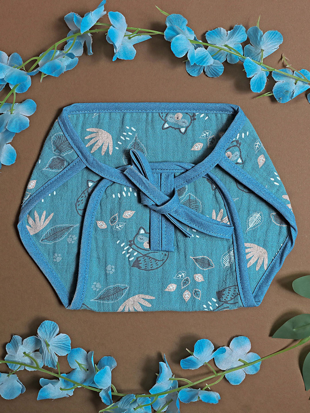 

OBOW Infants Set Of 12 Printed Organic Cotton Cushioned Cloth Diapers, Blue