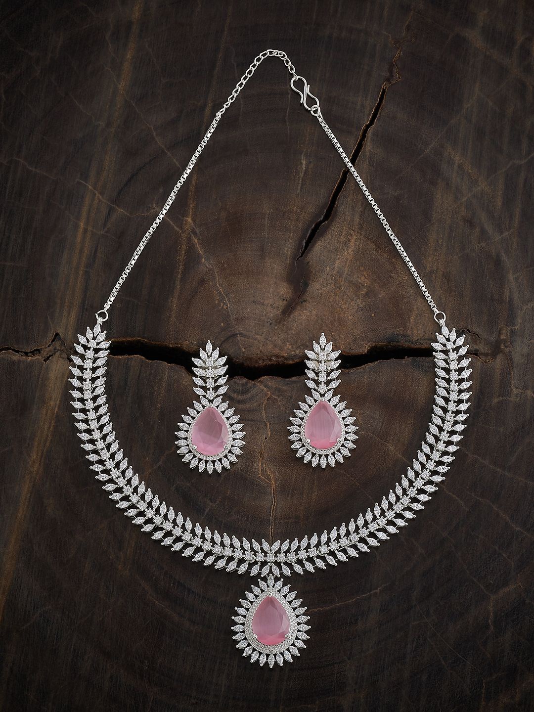 

Kushal's Fashion Rhodium-Plated Cubic Zirconia Studded Jewellery Set, Silver