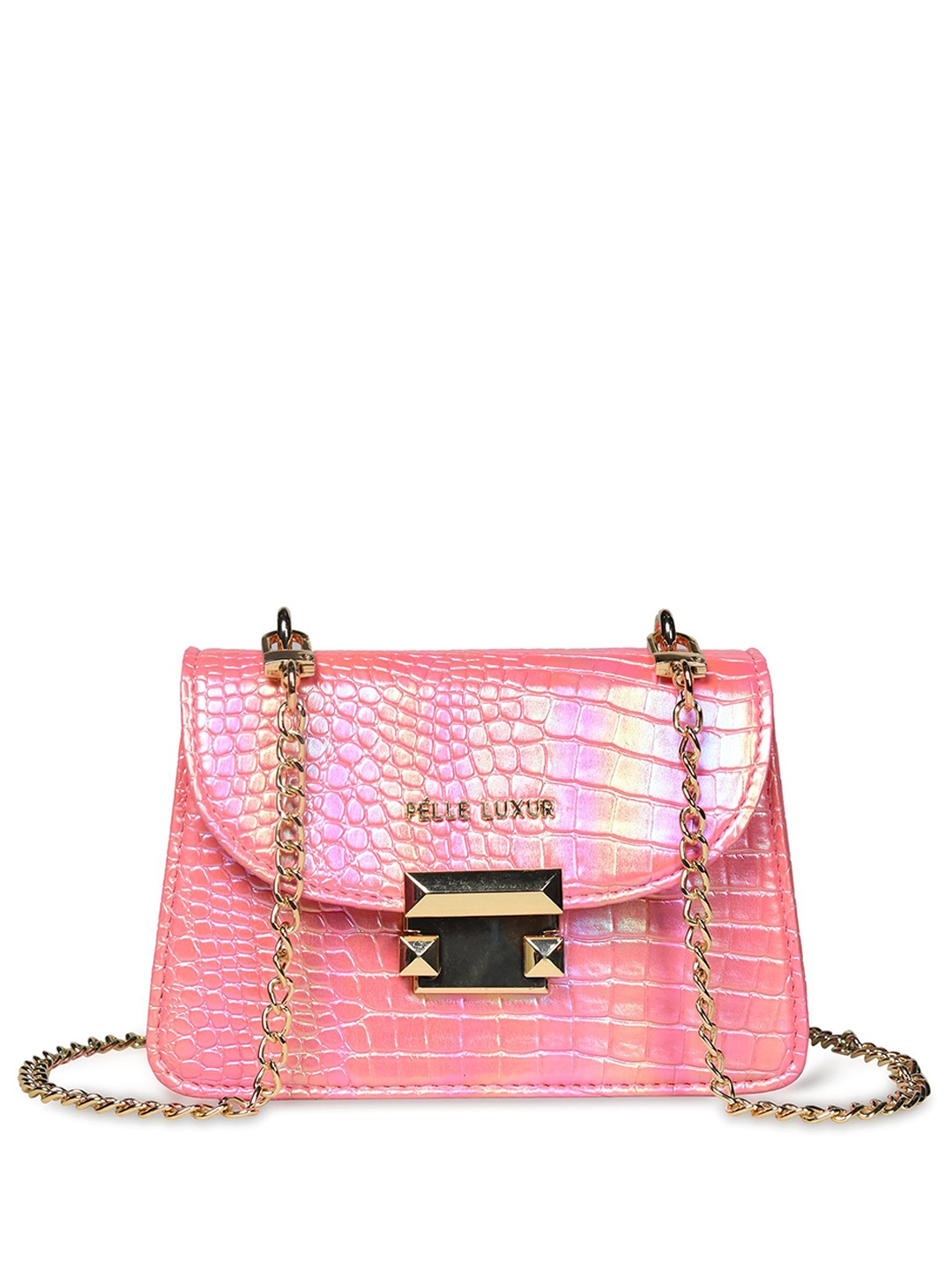 

PELLE LUXUR PU Structured Sling Bag with Quilted, Pink