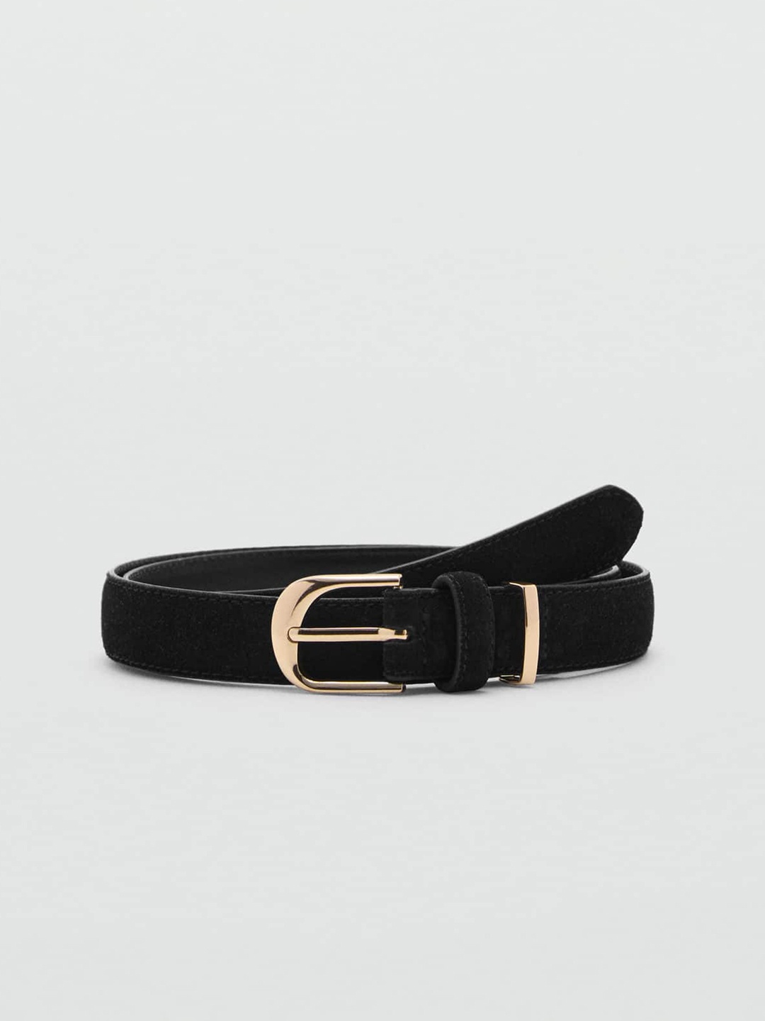 

MANGO Women Suede Leather Belt, Black