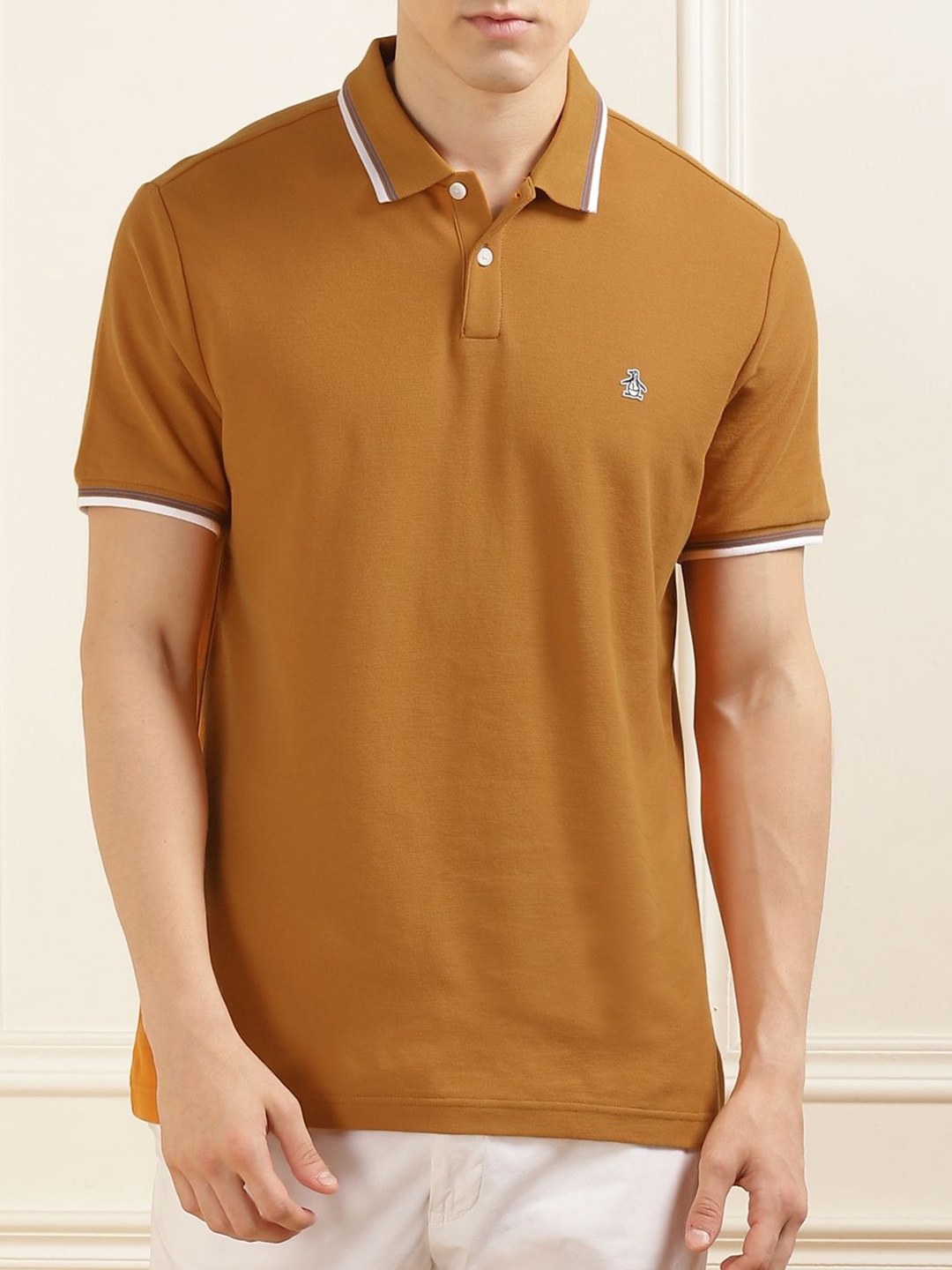 

Original Penguin Men Polo Collar Applique T-shirt, Rust