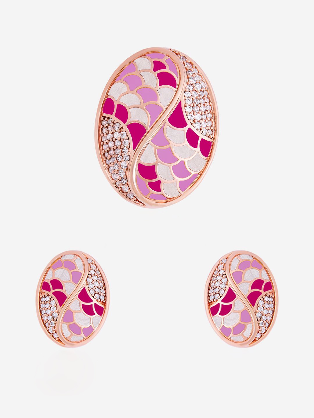 

Kushal's Fashion Jewellery Rose Gold-Plated Cubic Zirconia Studded Pendant Set