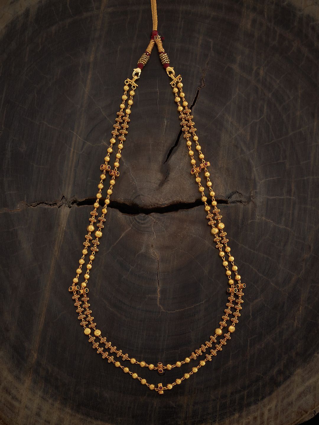 

Kushal's Fashion Jewellery 92.5 Sterling Silver Gold Plated Antique Studded Necklace