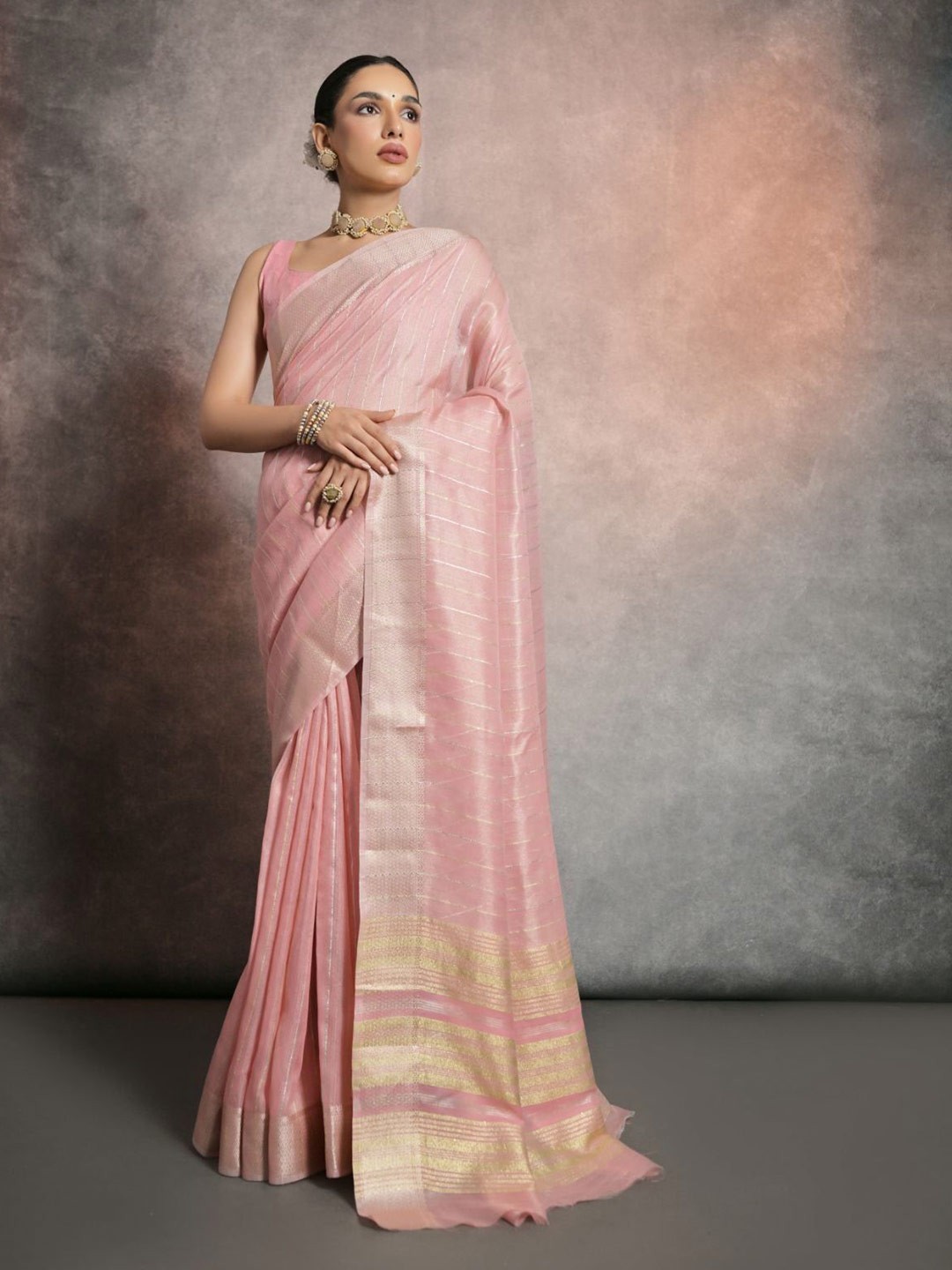 

MySilkLove Woven Design Zari Silk Cotton Saree, Pink