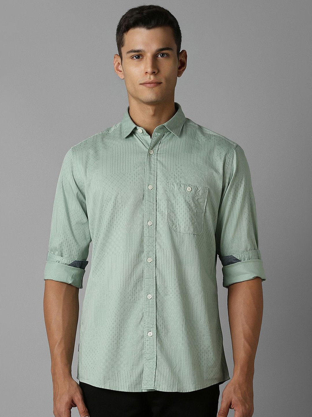 

Louis Philippe Jeans Men Slim Fit Opaque Printed Casual Shirt, Green