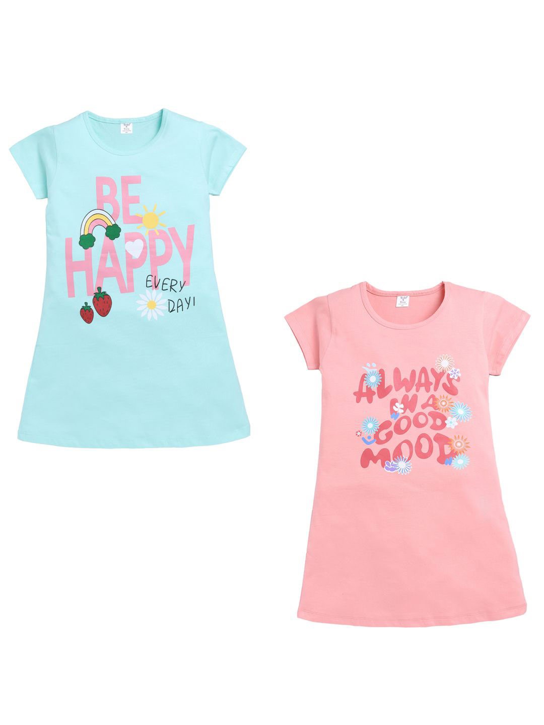 

Todd N Teen Girls Pack of 2 Printed Nightdress, Blue