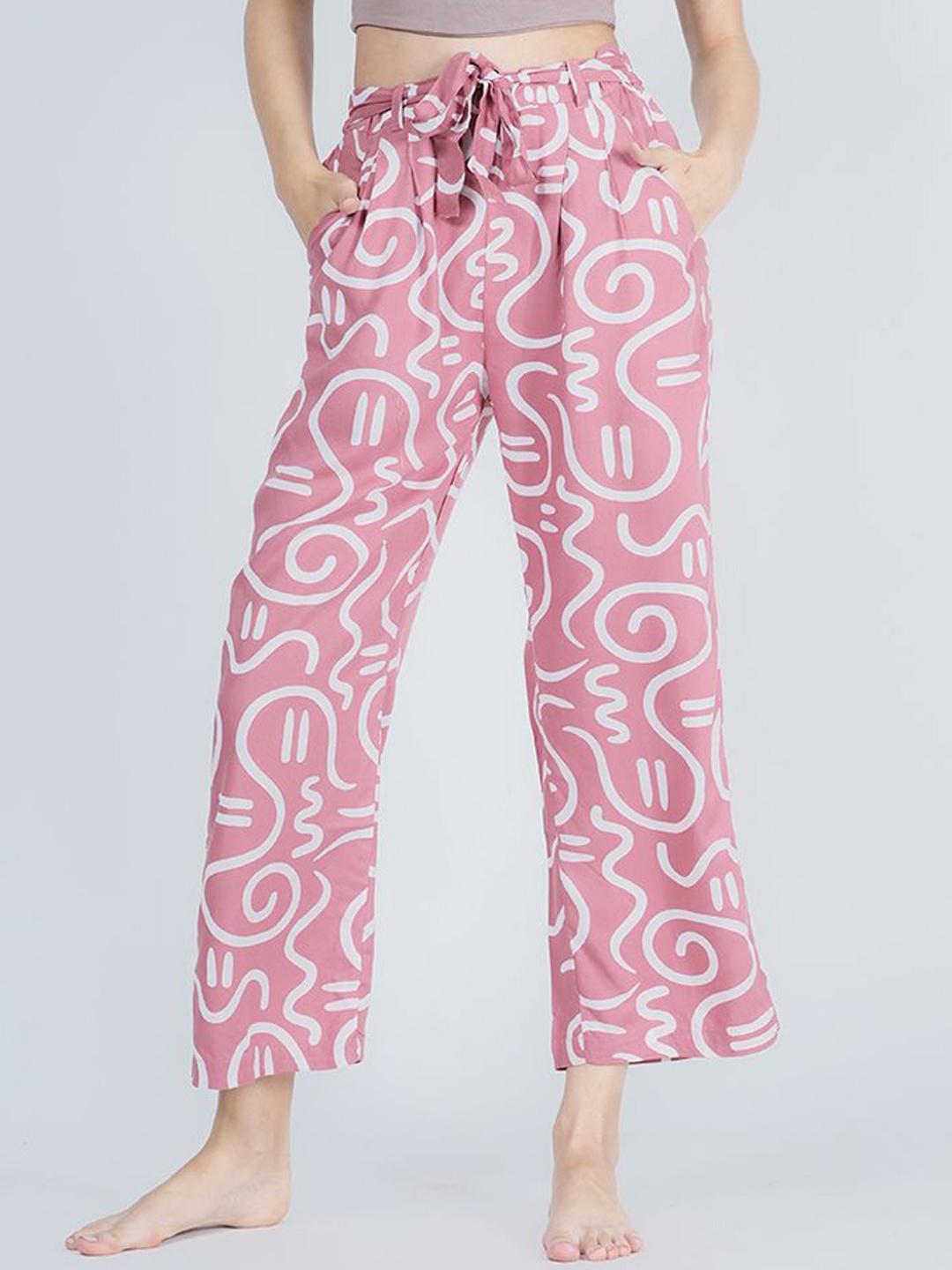 

Style Shoes Printed Mid Rise Lounge Pants, Pink