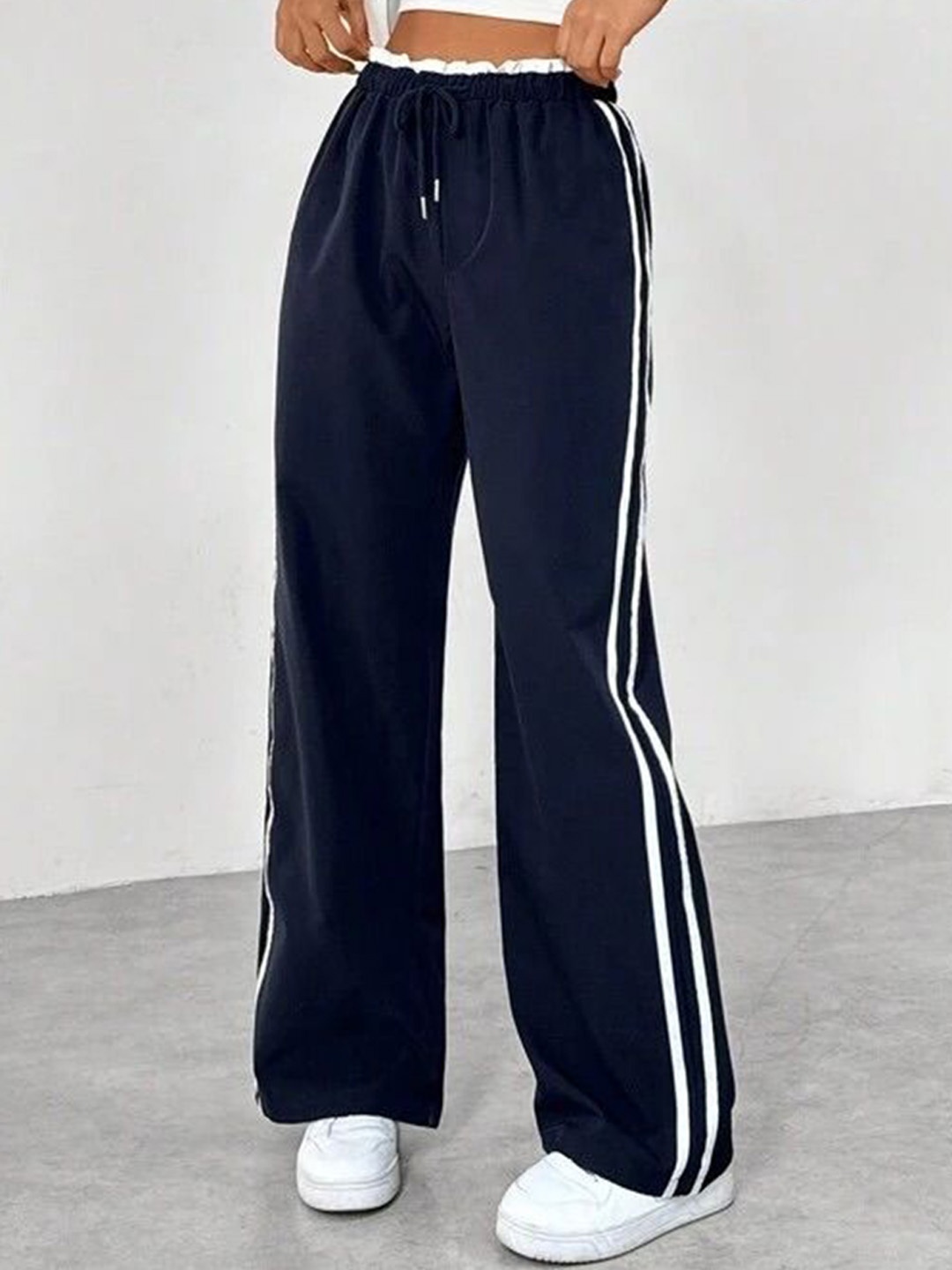 

TABADTOD Women Relaxed Loose Fit Trousers, Navy blue