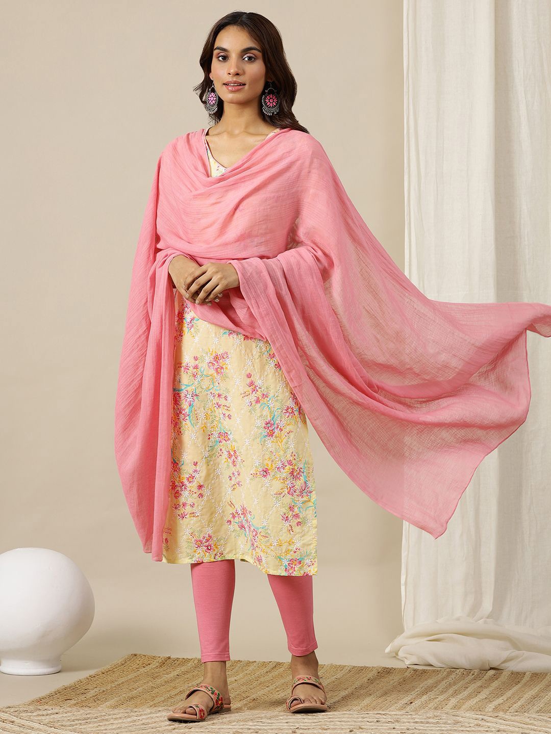 

AURELIA Pure Cotton Dupatta, Pink