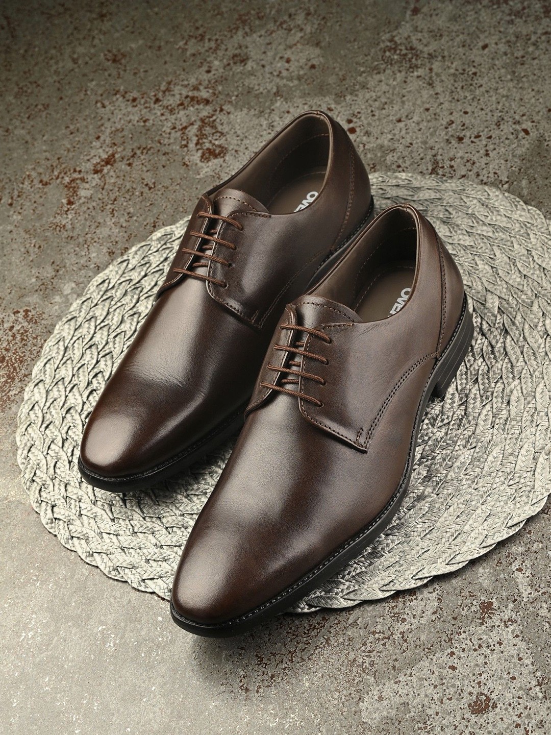 

Overdrive Men Leather Lace Up Formal Derbys, Brown