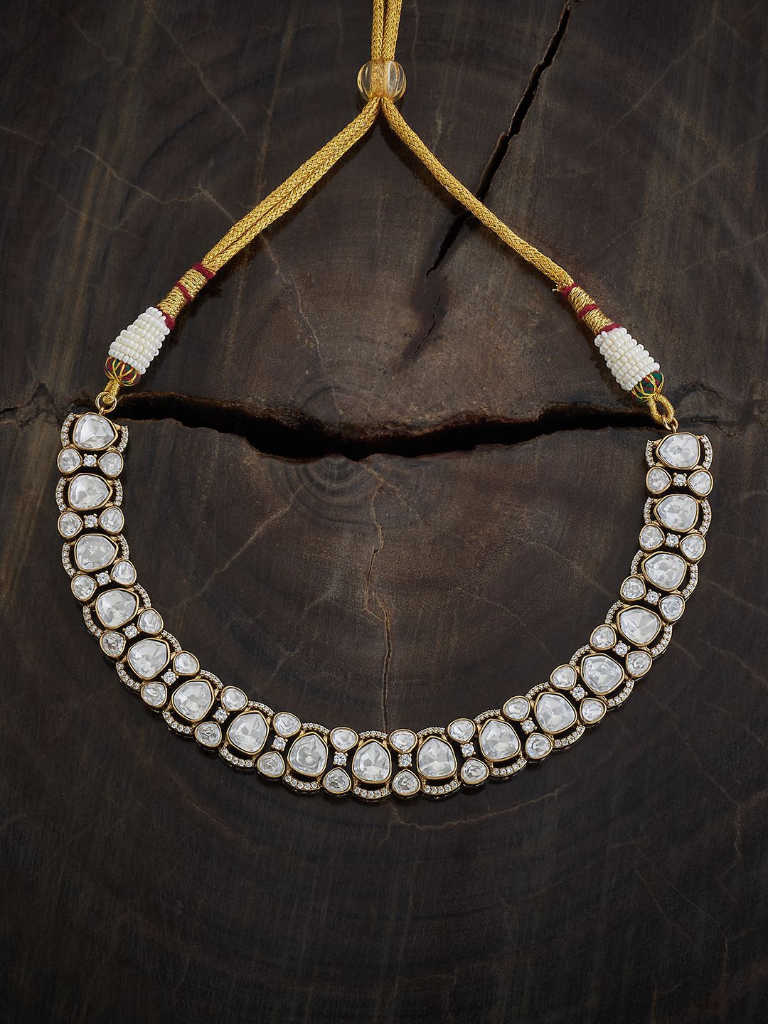 

Kushal's Fashion Jewellery Copper Kundan Necklace, Gold