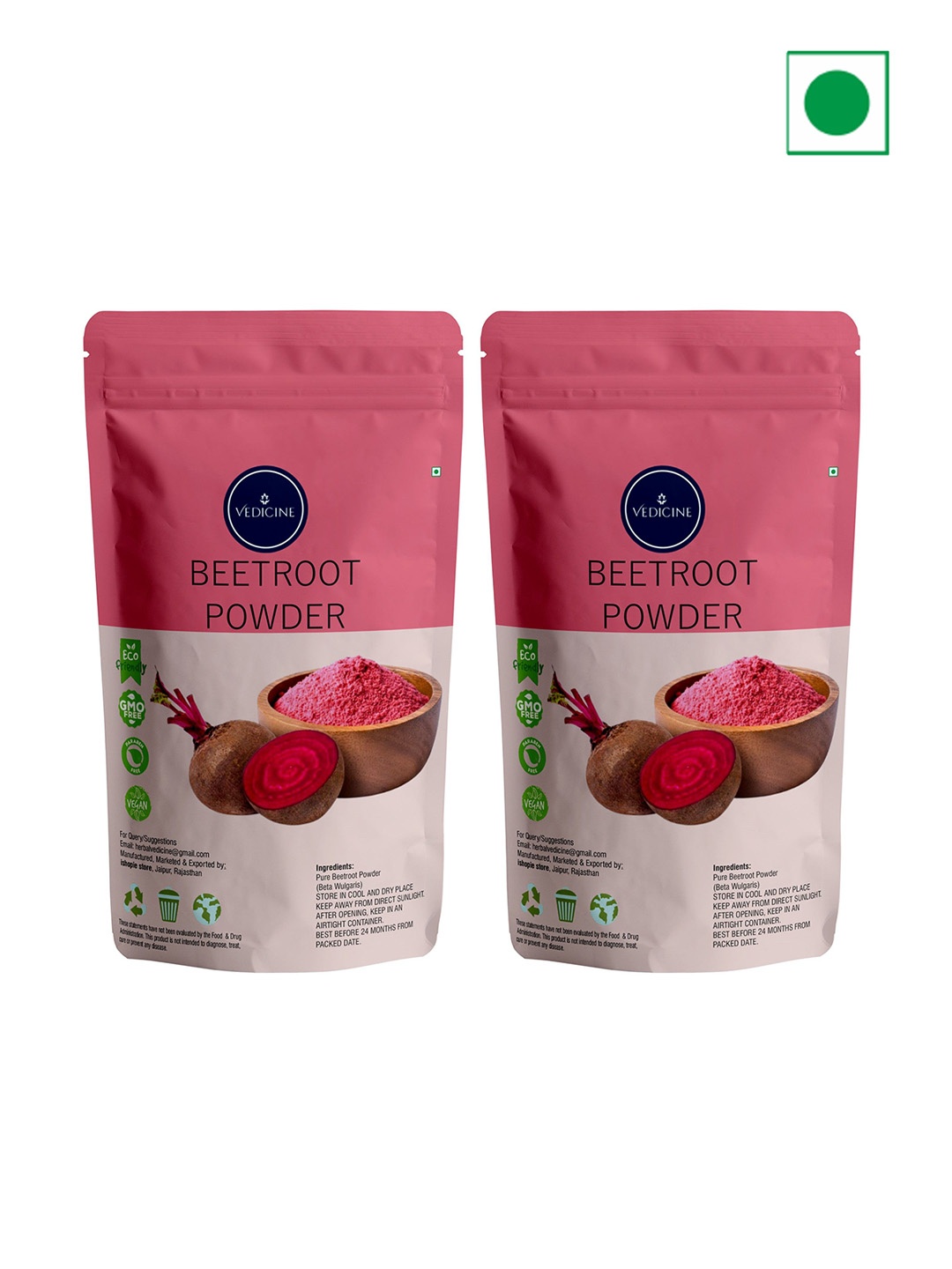 

VEDICINE Set Of 2 Beetroot Powder Face Pack - 100g Each, Red