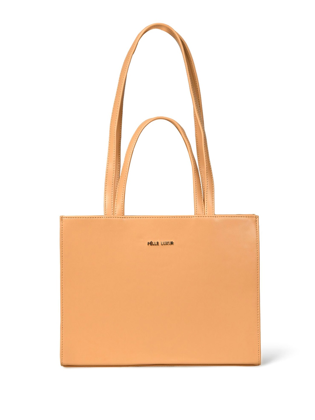 

PELLE LUXUR PU Structured Shoulder Bag with Bow Detail, Camel brown