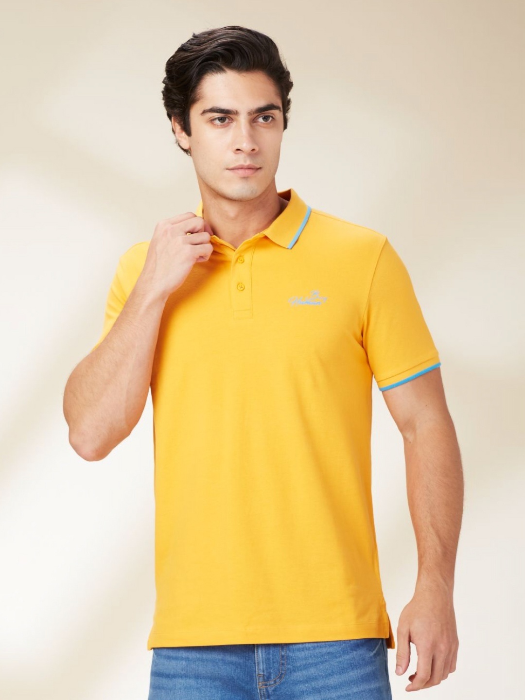 

Being Human Men Solid Polo Collar Cotton T-Shirt, Yellow