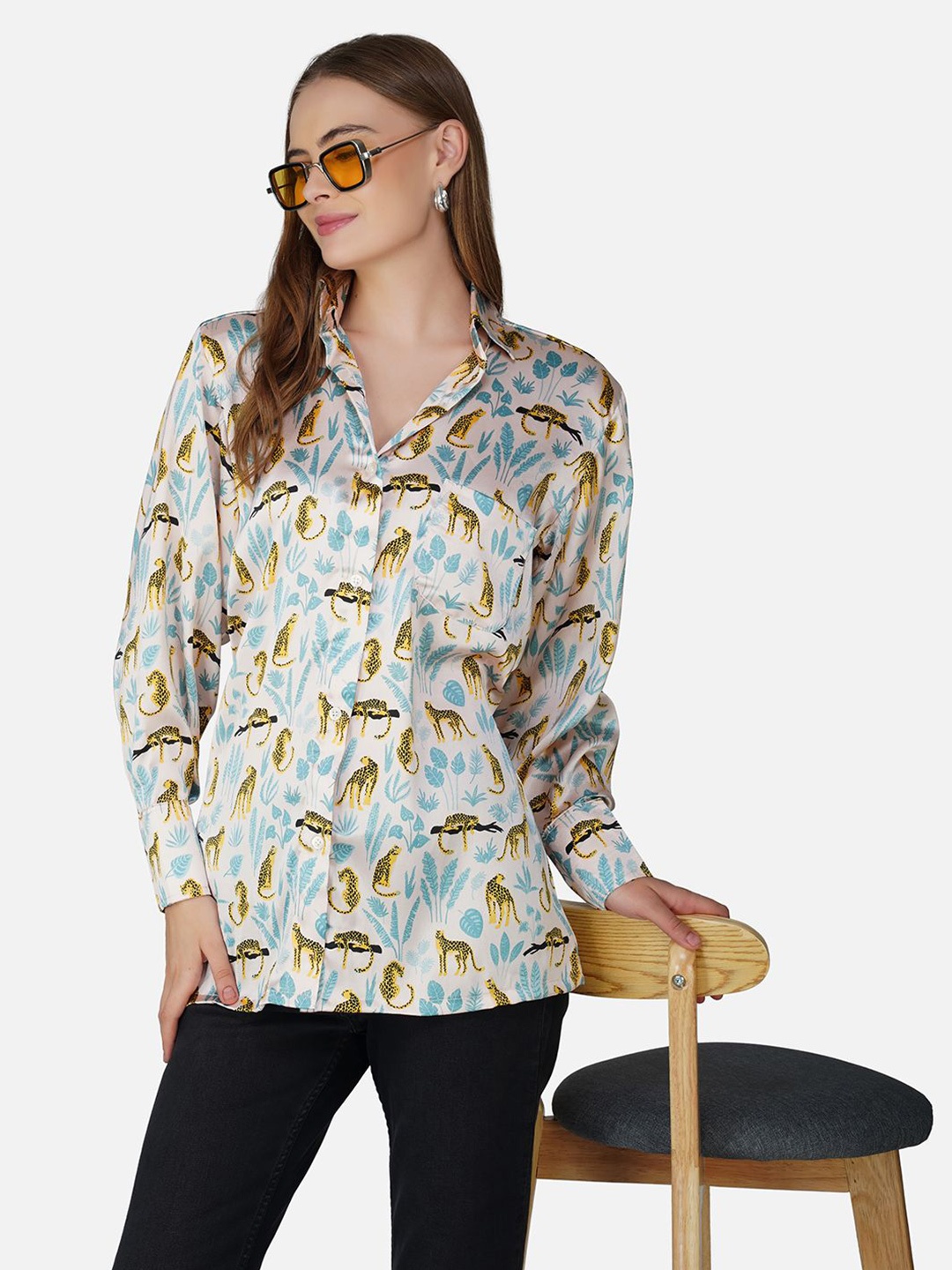 

BCZ Style Women Floral Opaque Printed Casual Shirt, Pink