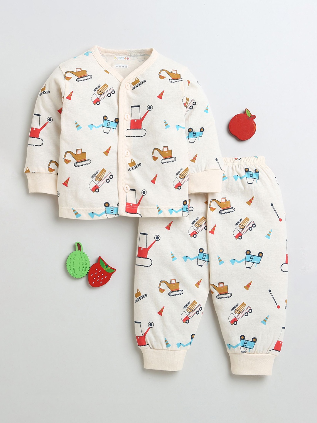 

BUMZEE Boys Printed Pure Cotton Night suit, Beige