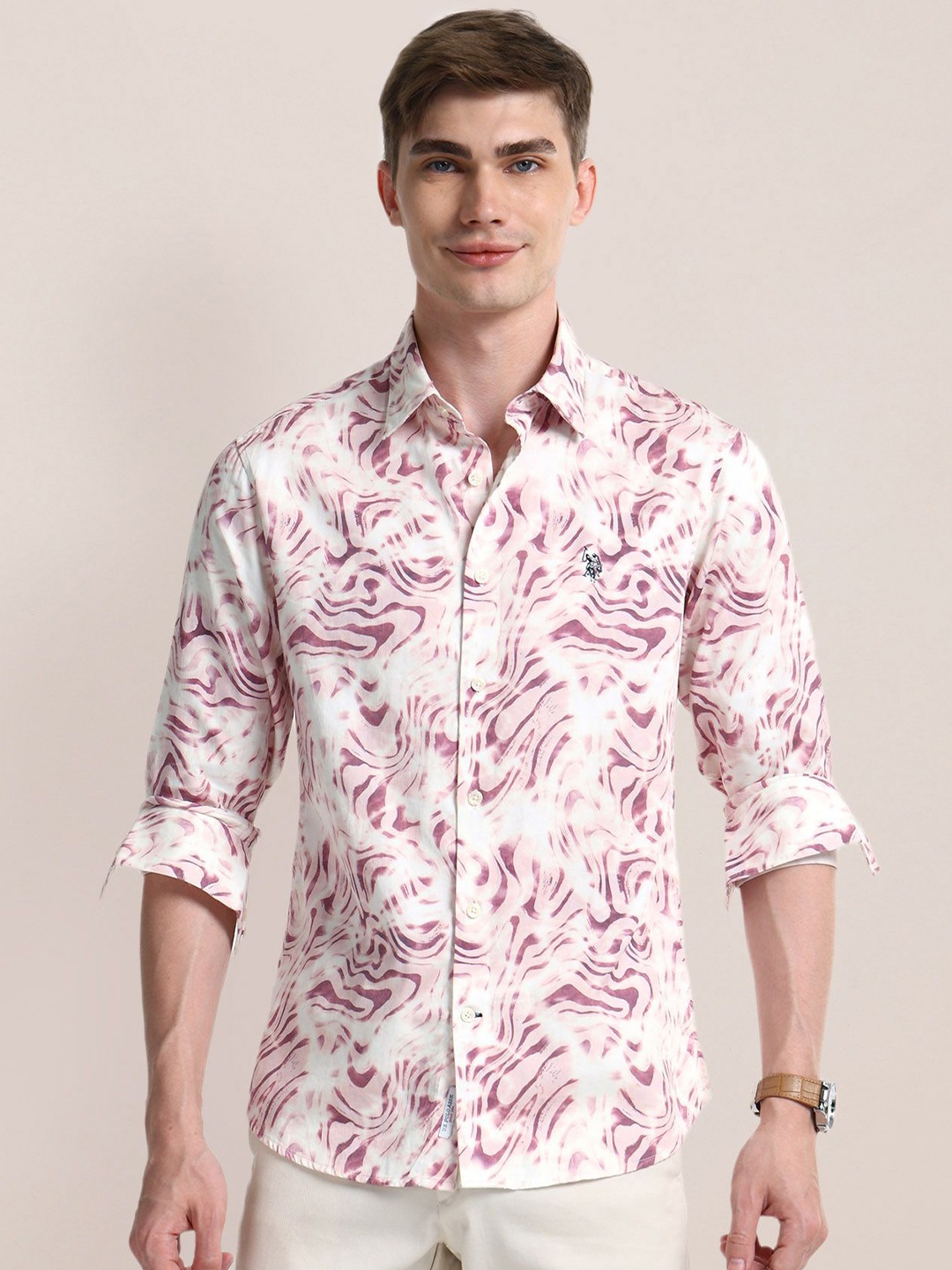 

U.S. Polo Assn. Men Classic Floral Opaque Printed Casual Shirt, Mauve