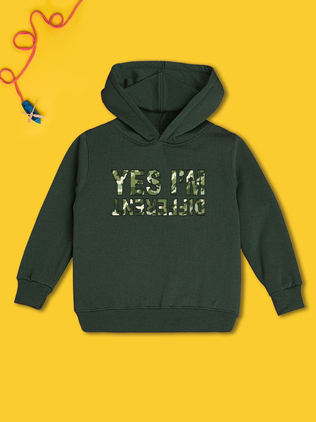 

NUSYL Boys Printed Hooded Sweatshirt, Green
