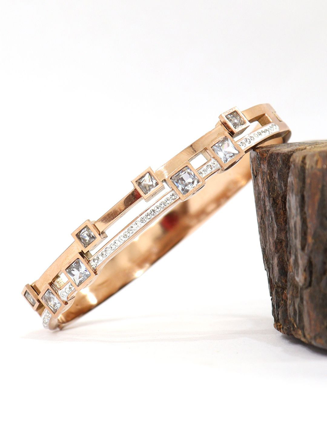 

KRENOZ Women Rose Gold-Plated Bangle-Style Bracelet