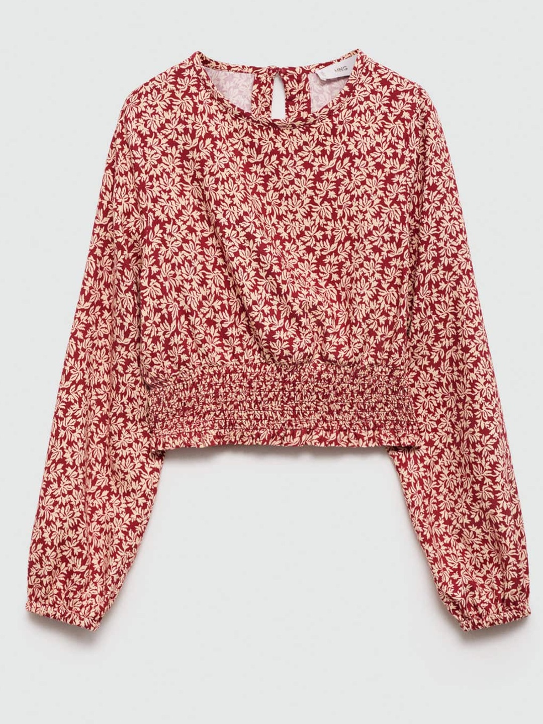 

Mango Kids Girls Floral Print Smocked Top, Red