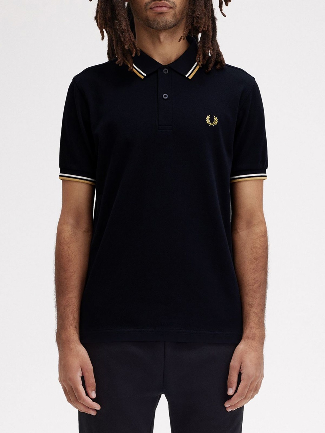 

Fred Perry Men Polo Collar Applique T-shirt, Navy blue