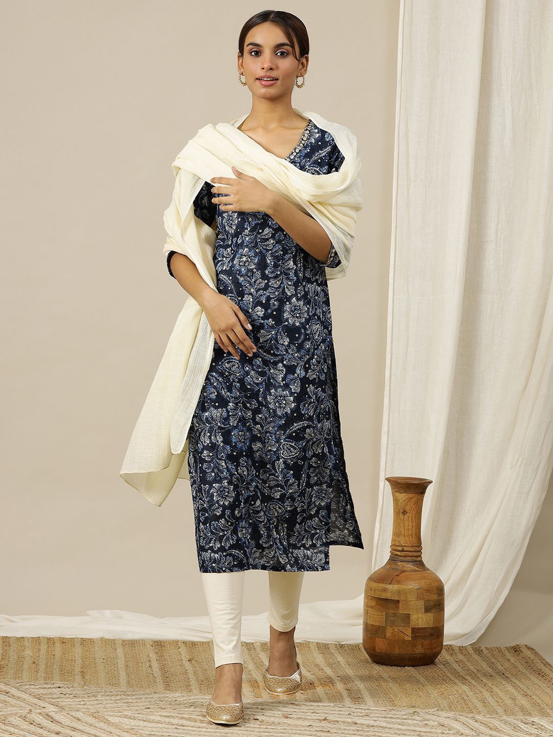 

AURELIA Pure Cotton Dupatta, Cream