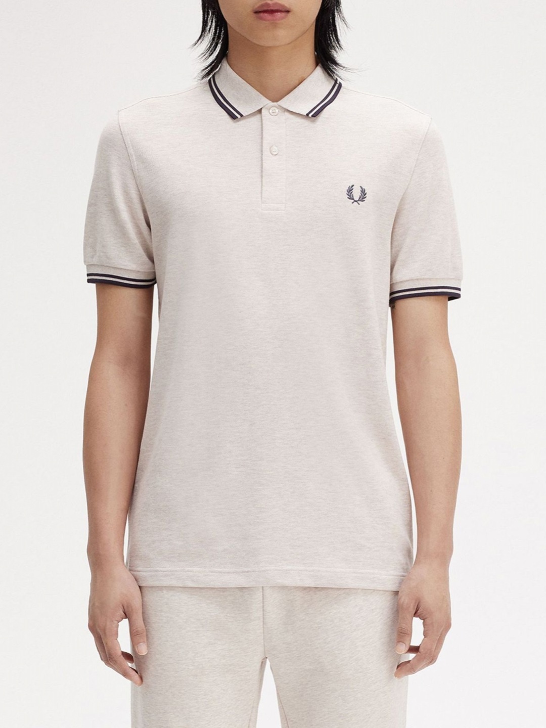 

Fred Perry Men Polo Collar Applique T-shirt, Grey