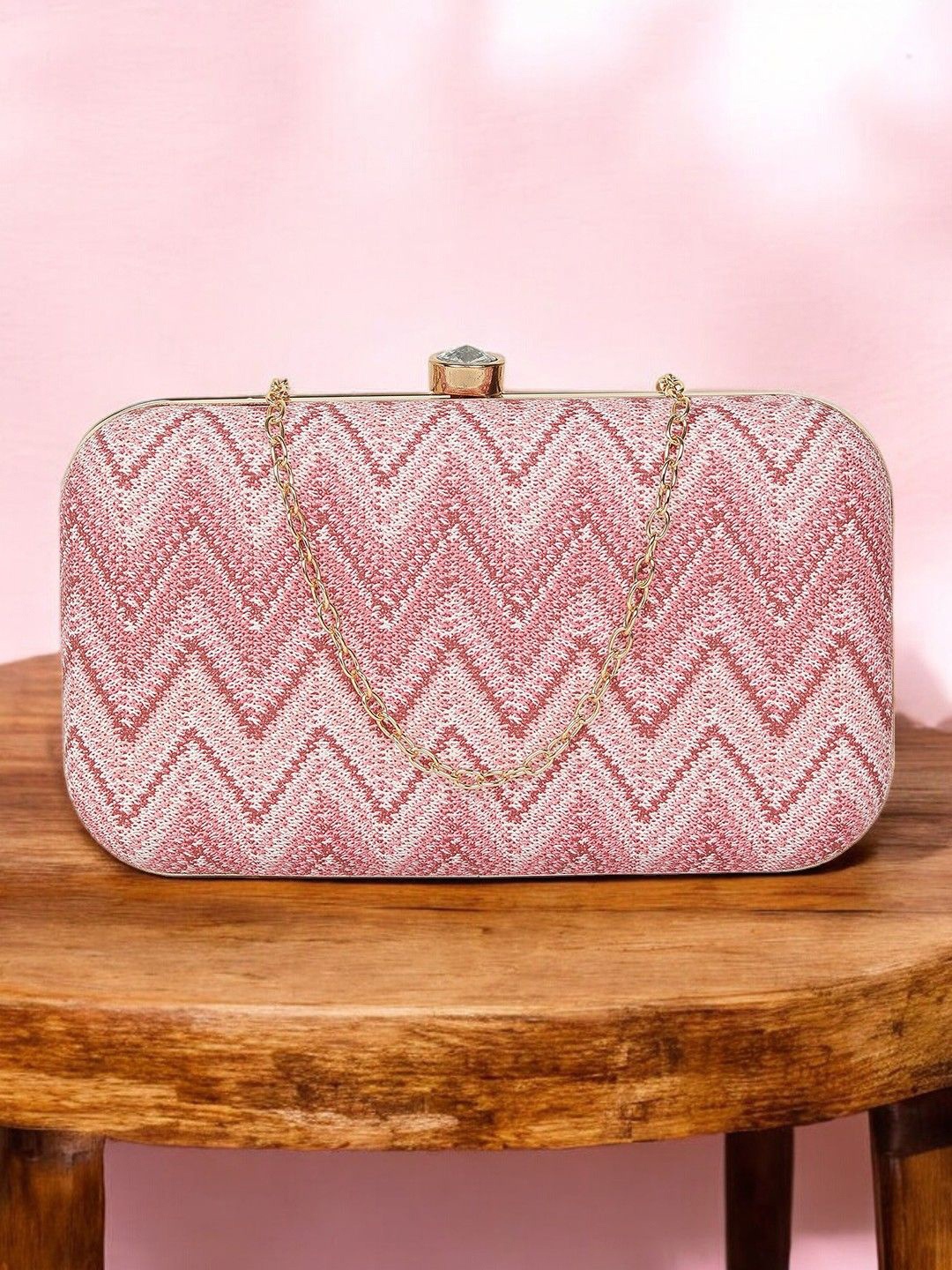 

CRUSSET Printed Box Clutch, Pink