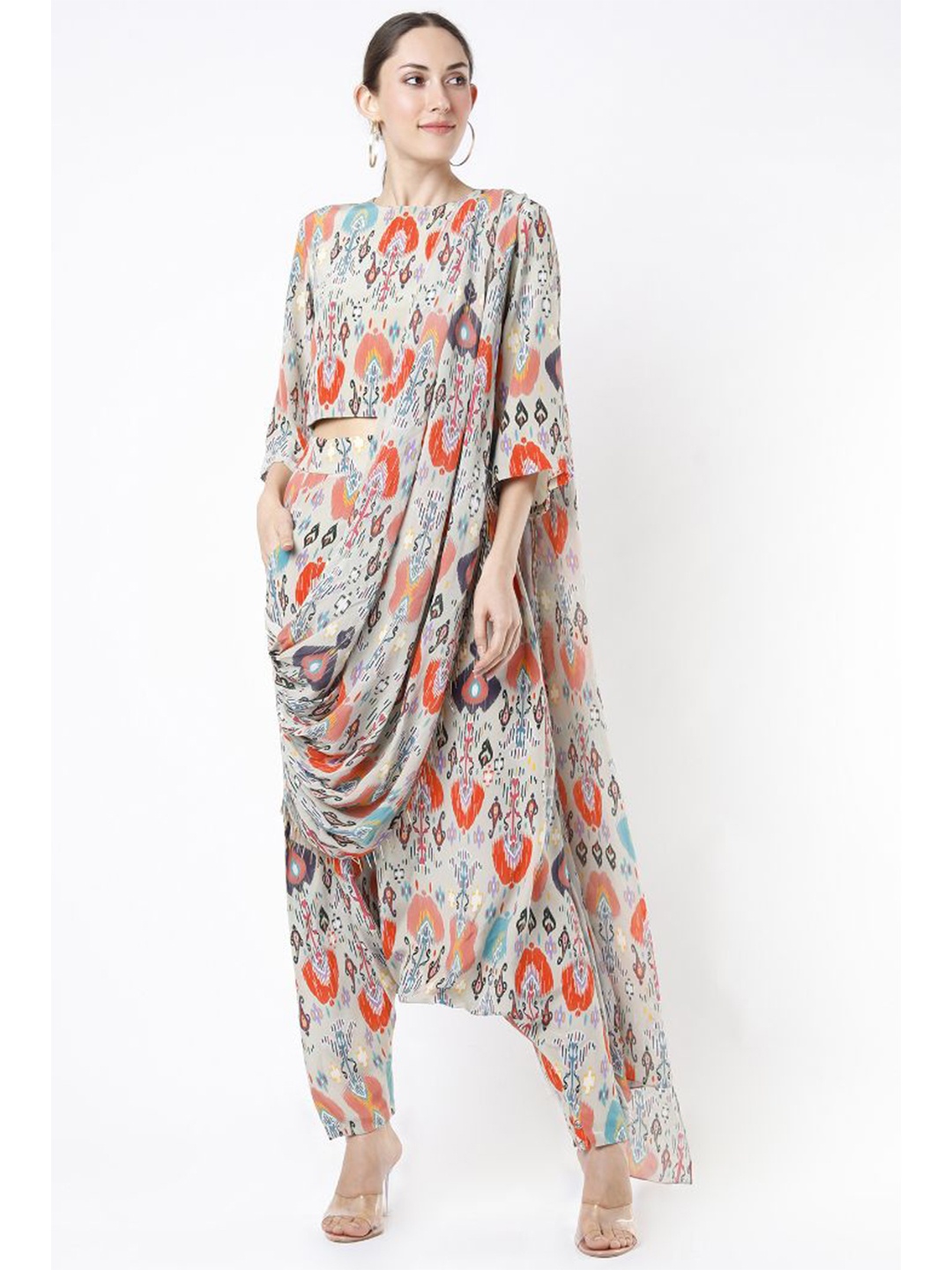 

Payal Singhal Floral Print Crepe Maxi Longline Top, Multi