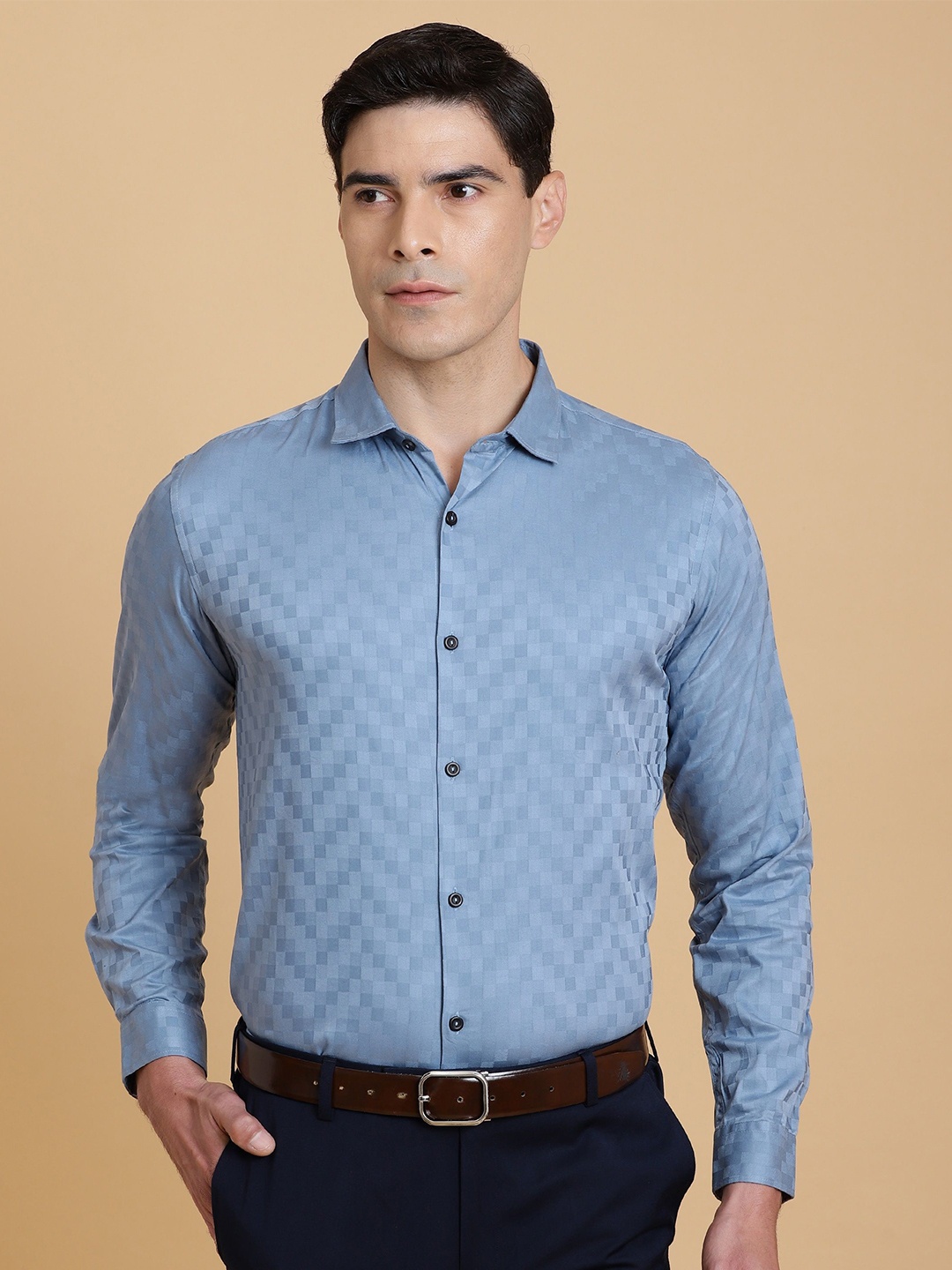 

Gavin Paris Men Classic Opaque Semiformal Shirt, Blue