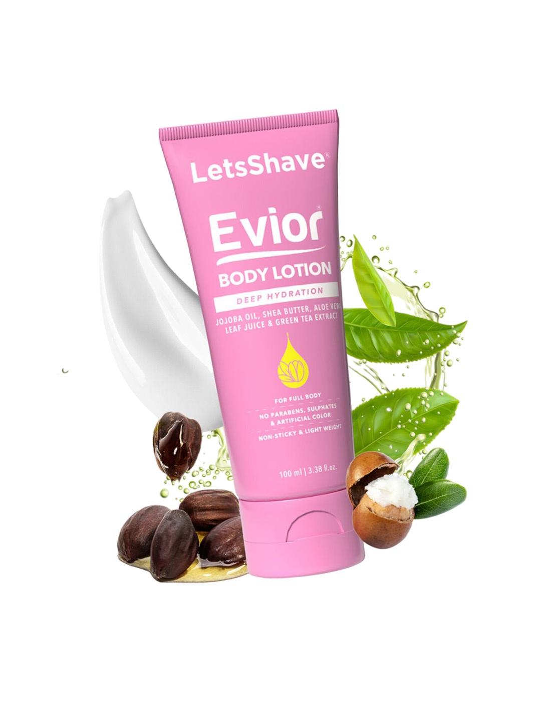 

LetsShave Evior Shea Butter Non Sticky Deep Hydration Body Lotion 100 ml, Pink