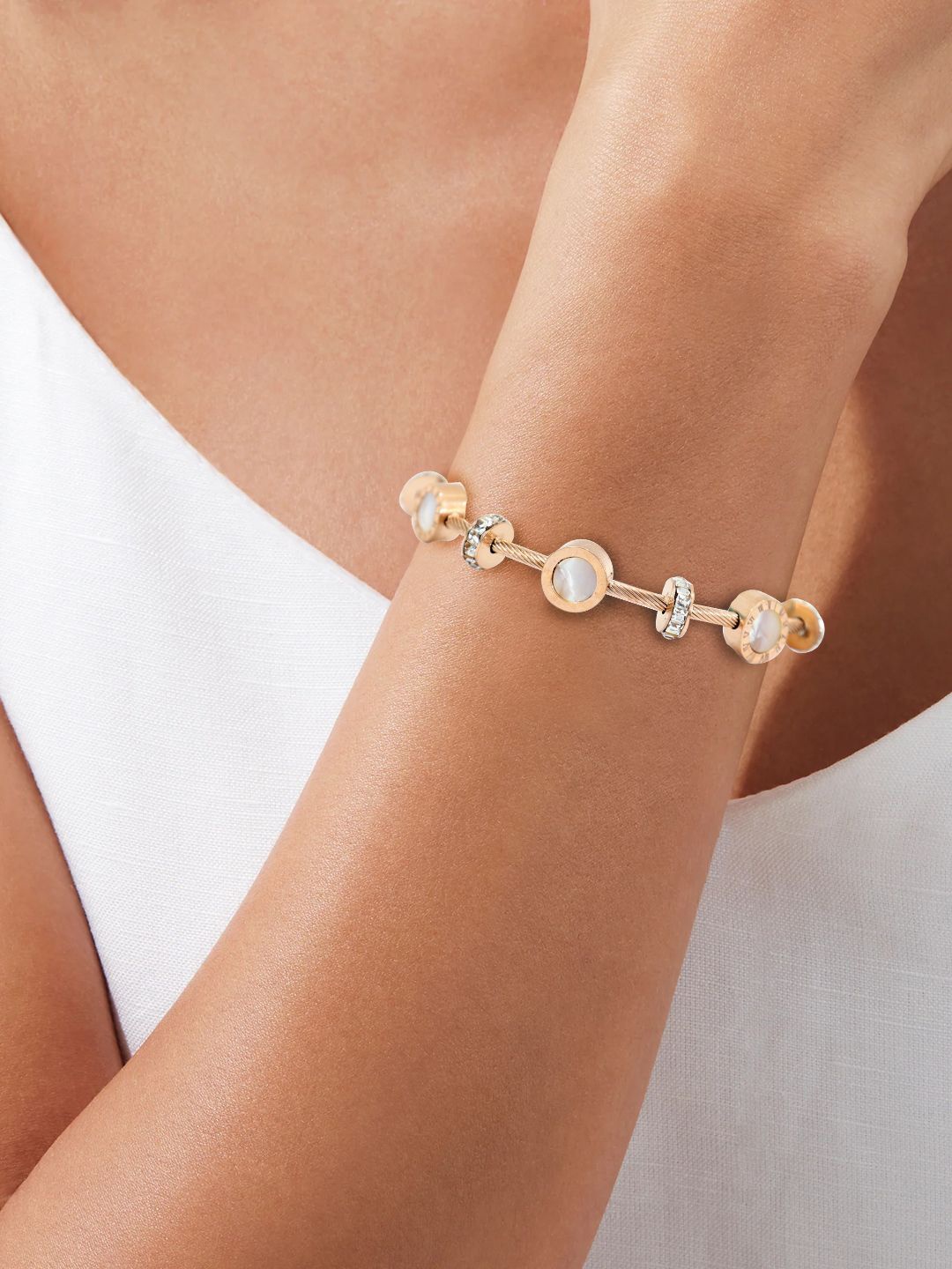 

VAGHBHATT Women Rose Gold-Plated Bangle-Style Bracelet