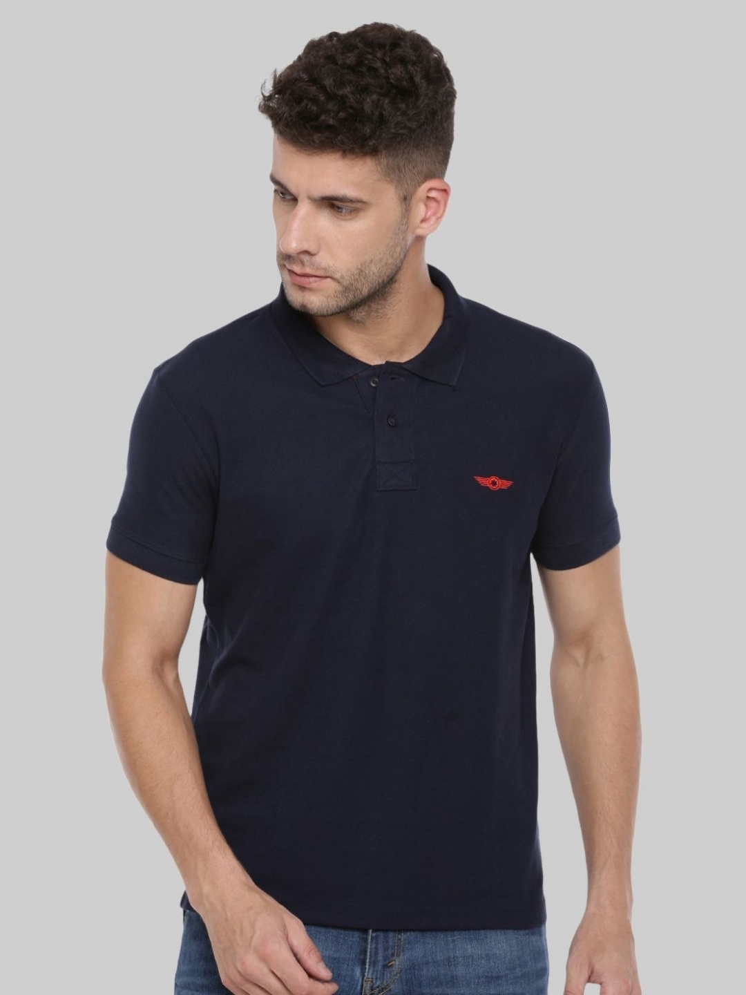 

Force NXT Men Solid Polo Collar Cotton T-Shirt, Navy blue
