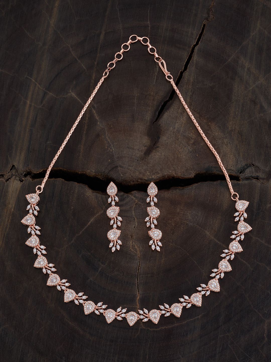 

Kushal's Fashion Jewellery Rose Gold-Plated Zircon Studded Jewellery Set