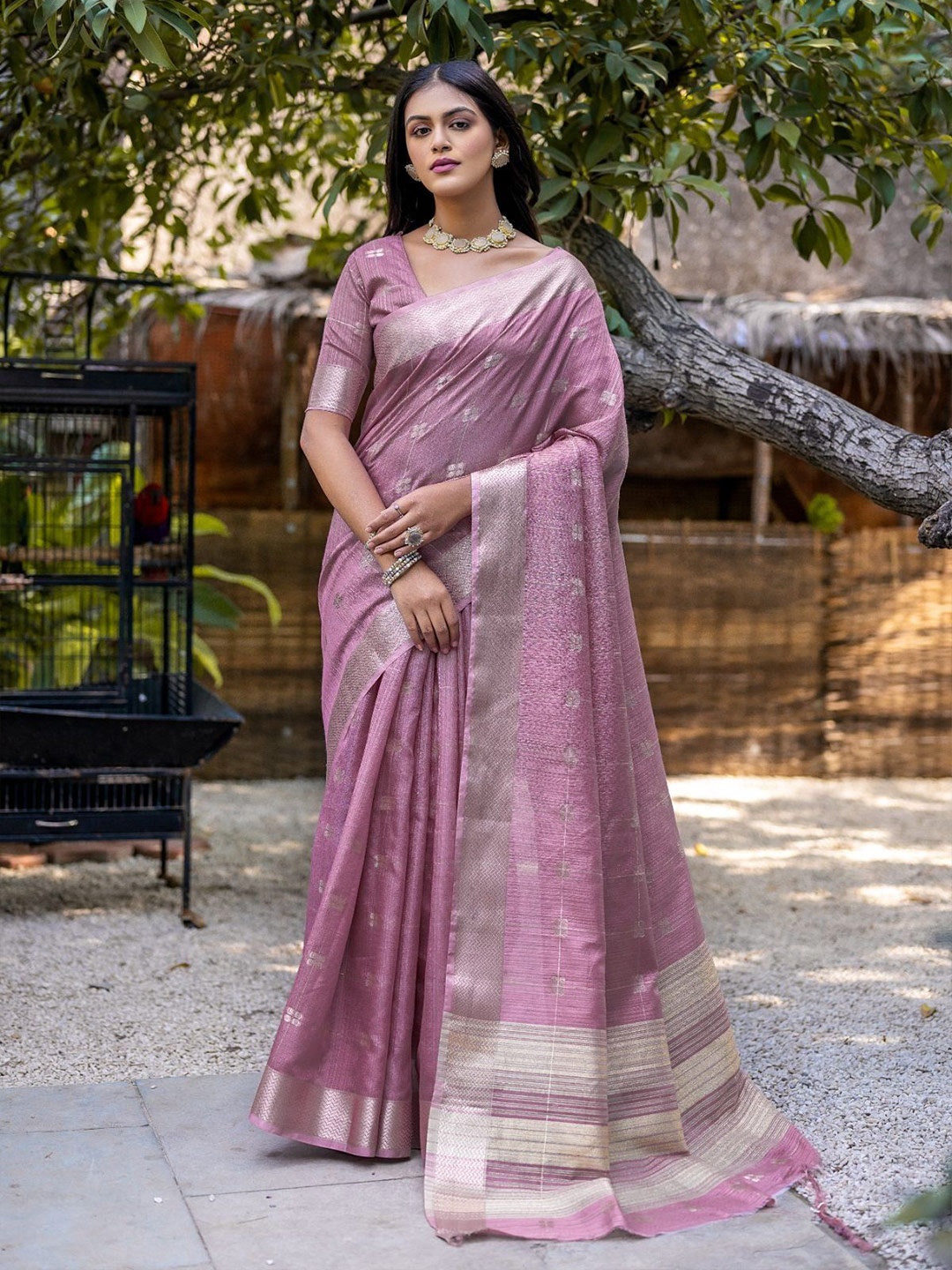 

MySilkLove Woven Design Zari Silk Cotton Saree, Purple
