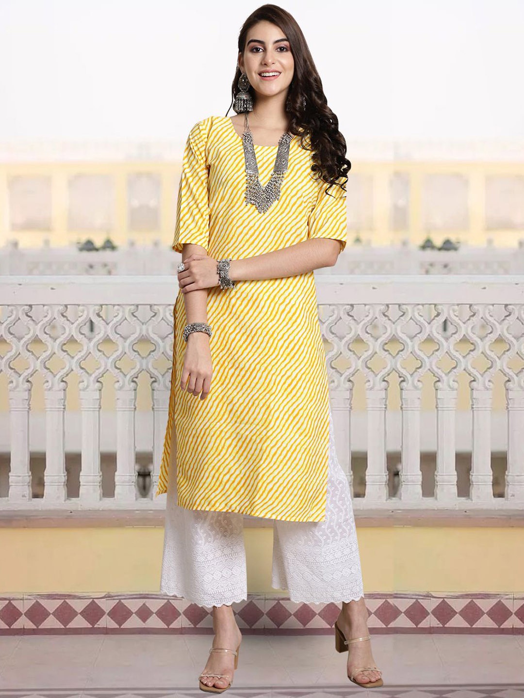 

7Threads Women Ethnic Motifs Printed Sequinned Floral Crepe Kurta, Multi