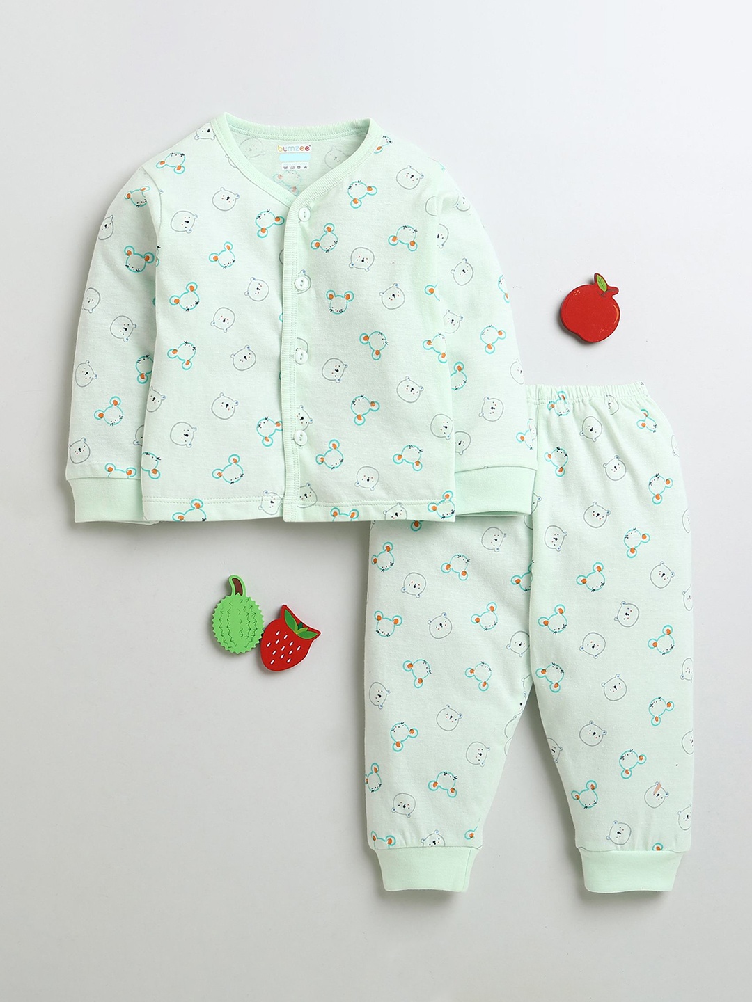 

BUMZEE Girls Printed Night suit, Green