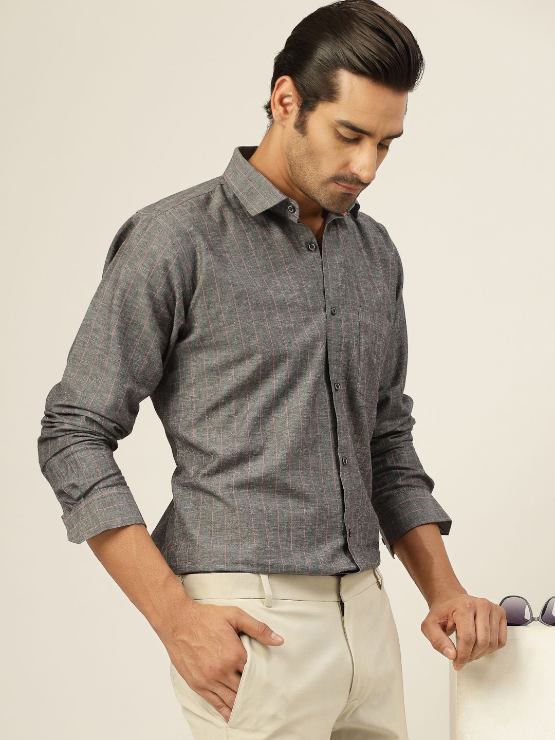 

JADEBERRY Men Classic Slim Fit Opaque Casual Shirt, Grey