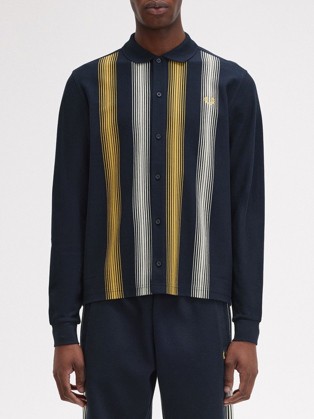 

Fred Perry Men Striped Polo Collar Pockets T-shirt, Navy blue