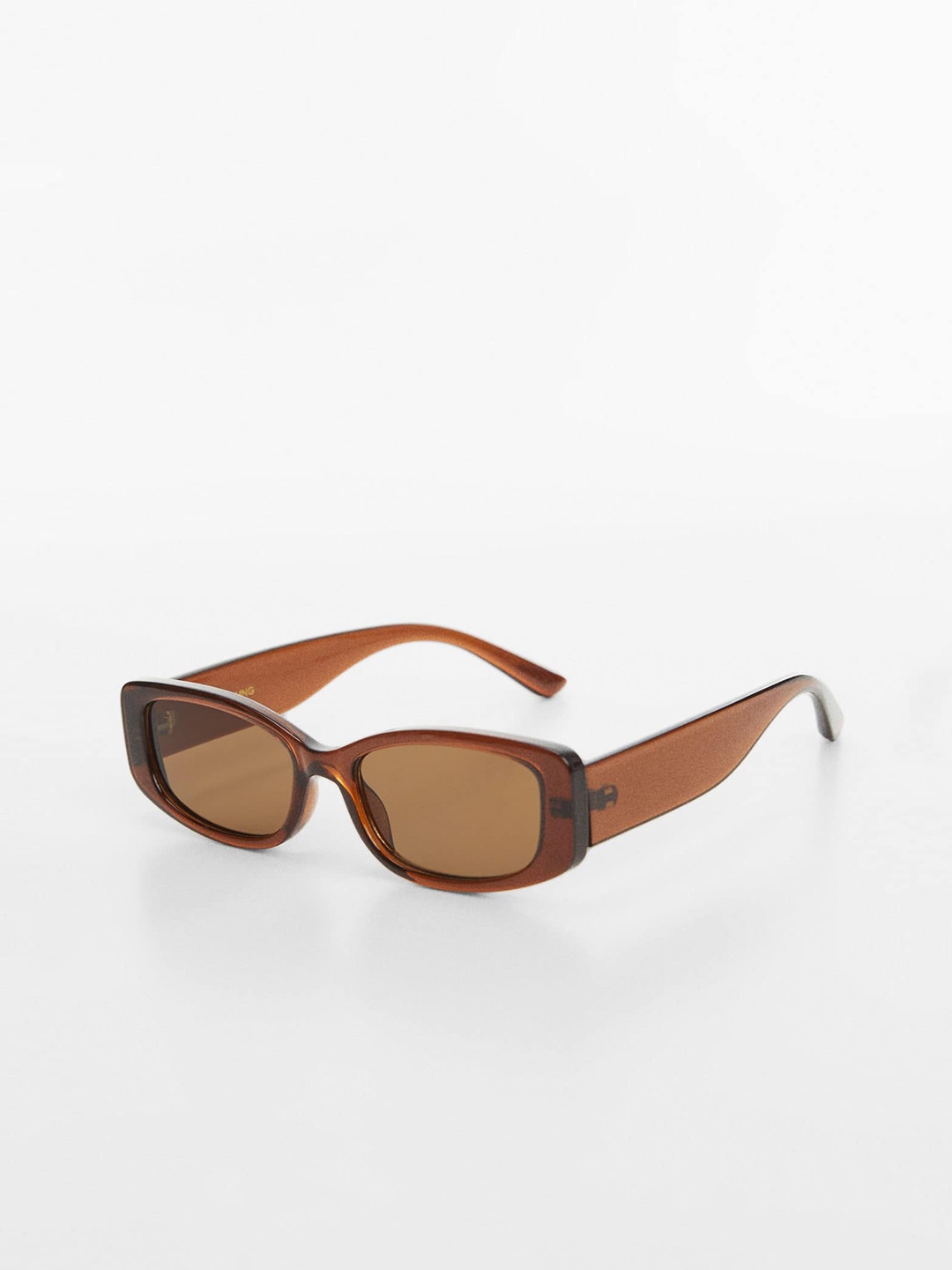 

MANGO Women Rectangle Sunglasses with UV Protected Lens 77082929, Brown